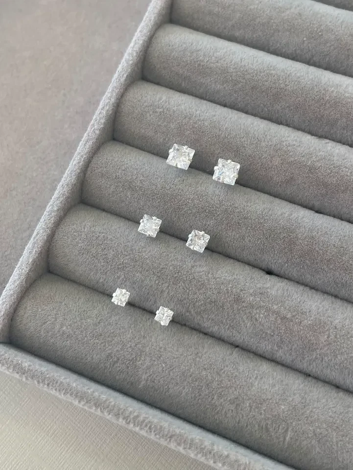 Trio zircônia quadrado 5,4,3 mm cristal - 1