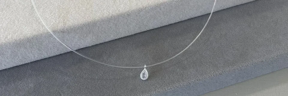 Fio de nylon com fecho em prata e banho de ródio 40 cm - 1