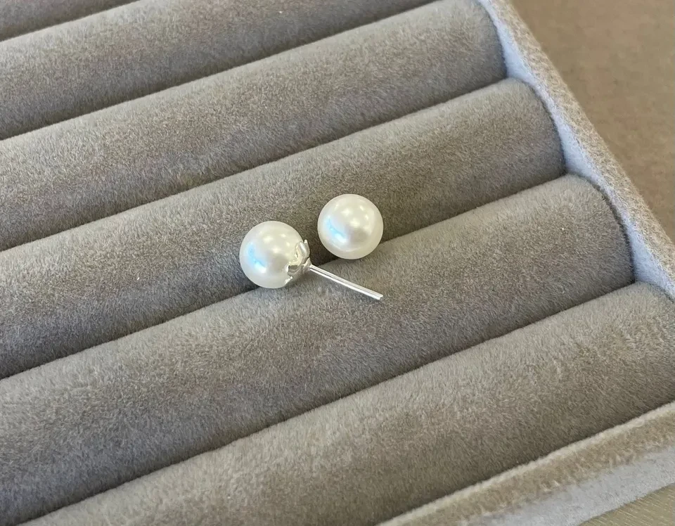 Brinco pérola 8 mm - Prata 925 - 2