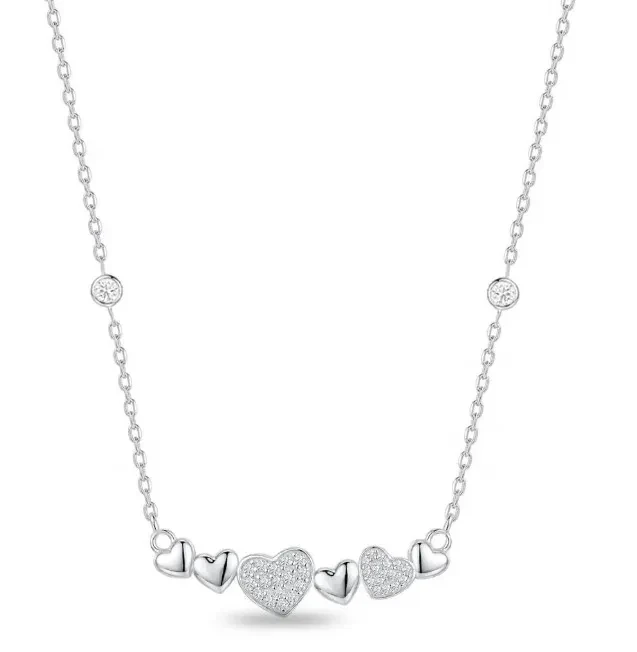 Colar liso lap corações e pontos de luz 40+5 cm - 2.33g - 3