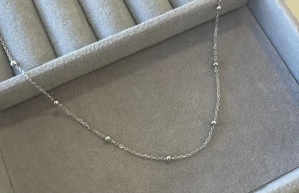 Corrente prata bolinhas 60 cm com ródio - 2