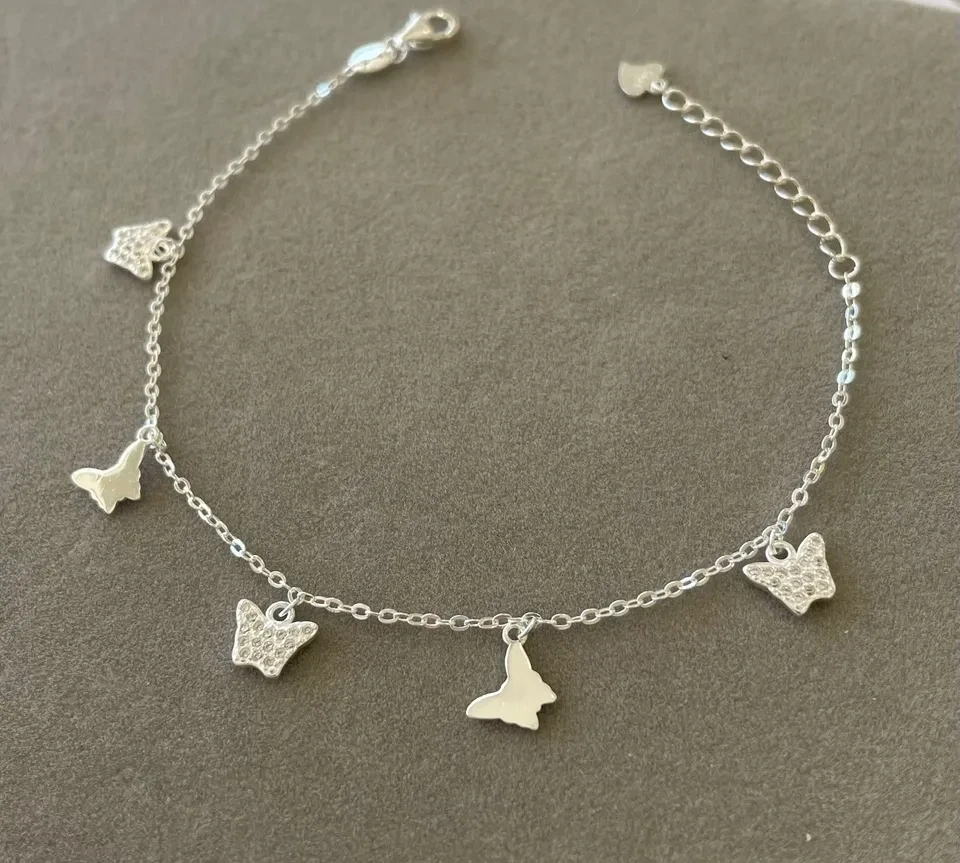 Pulseira prata 925 borboletas lisas e cravejadas - 1