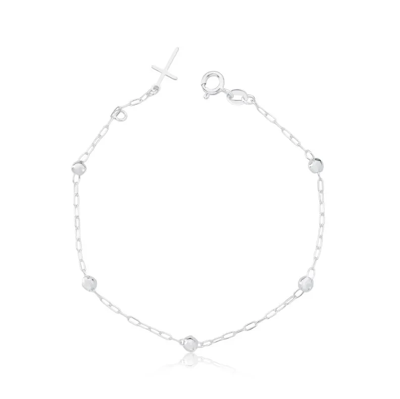 Pulseira bolas e cruz 4 16 cm - 1