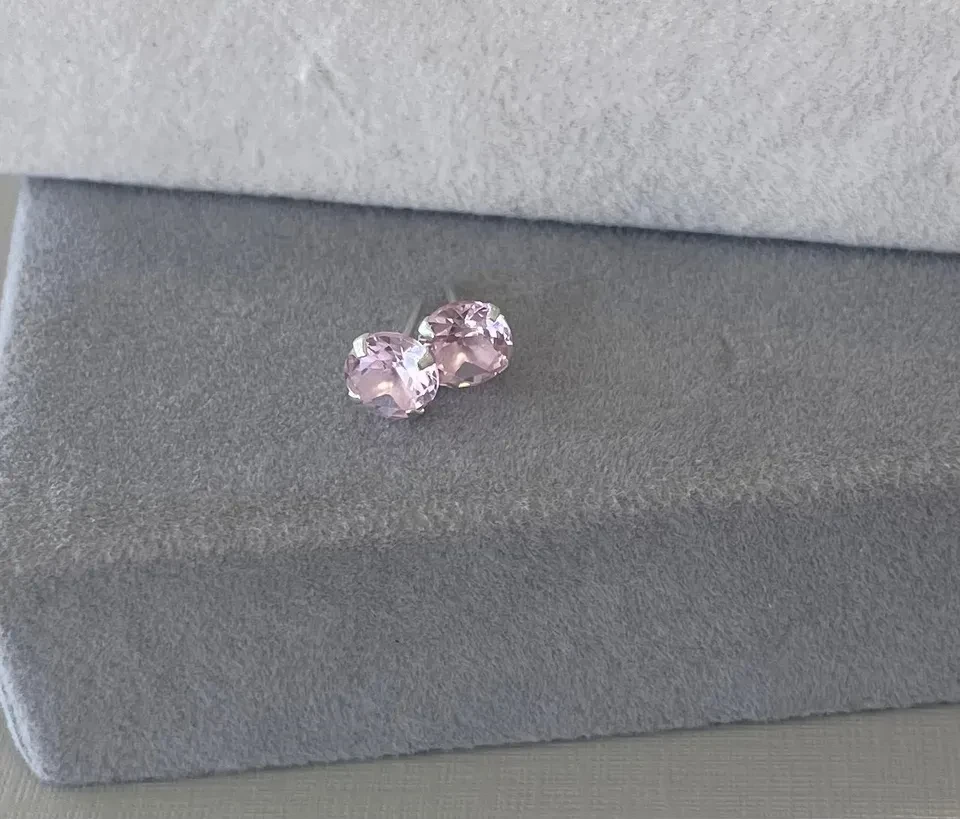 Brinco zircônia redondo 7 mm - Rosa - Prata 925 - 1