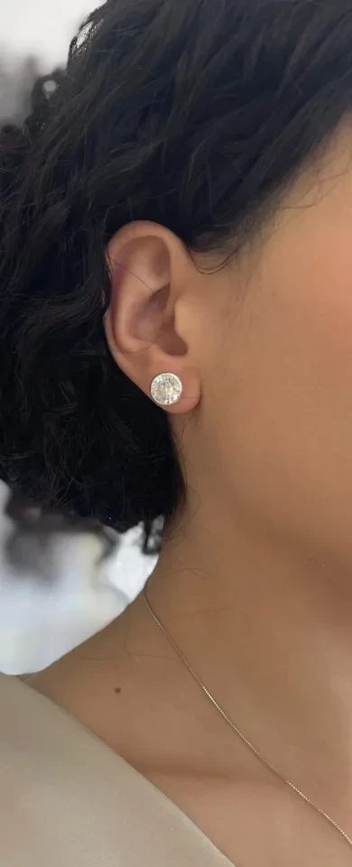 Brinco embutido 10mm - Cristal - Prata 925 - 3