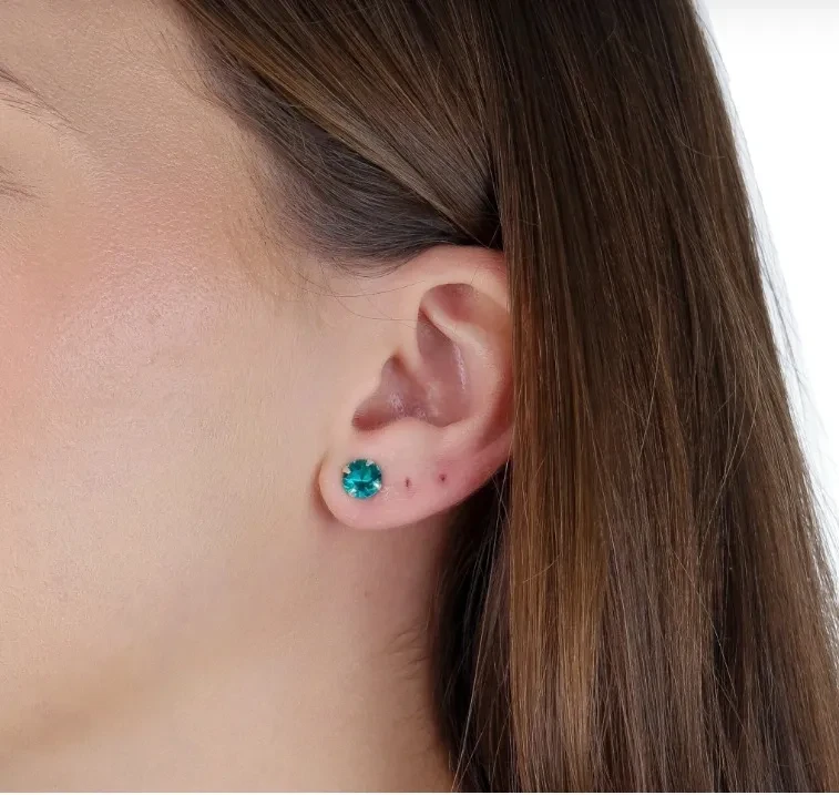 Brinco zircônia 8mm - Turmalina - Prata 925 - 3