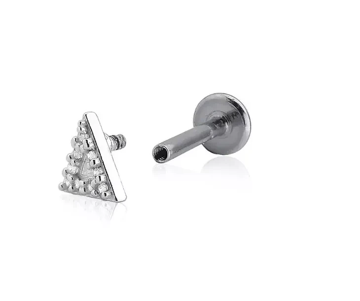 Piercing triângulo cravejado base reta PR5 - 2