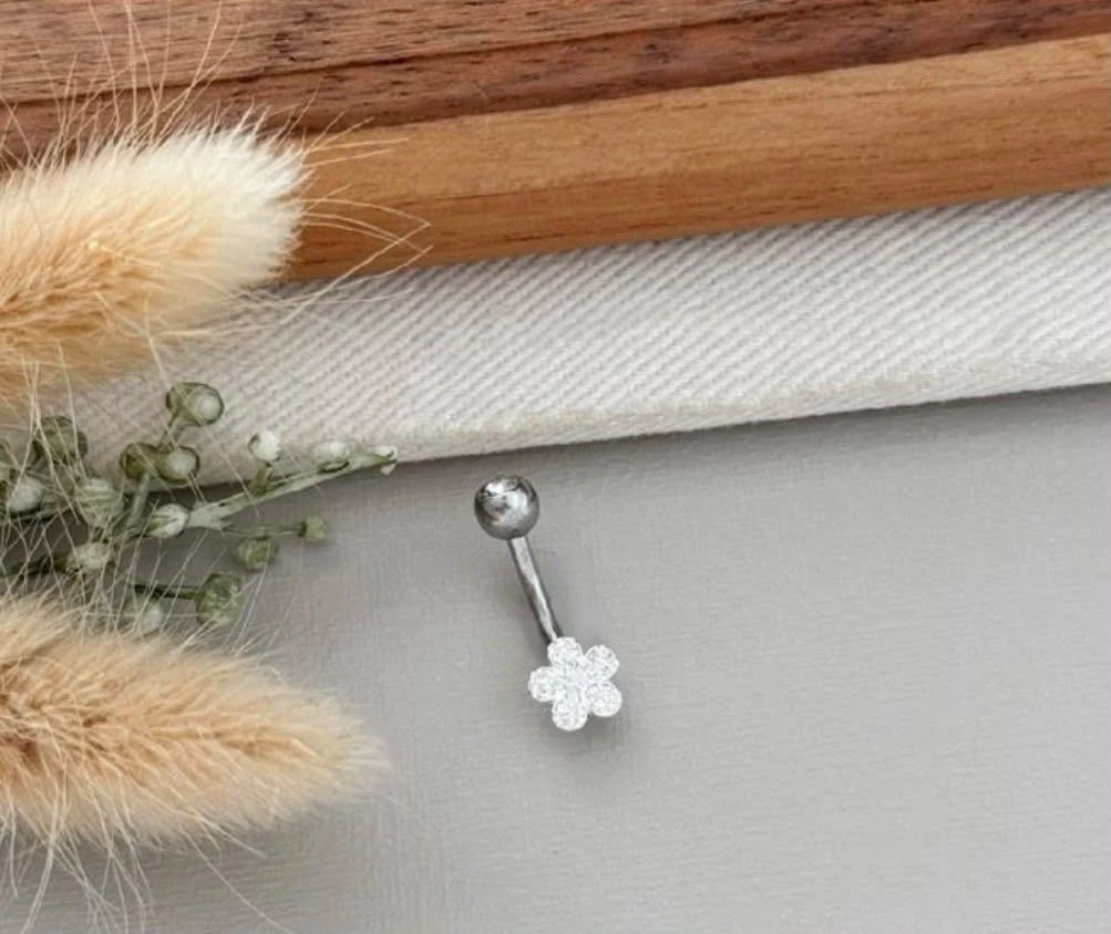 Piercing umbigo flor cravejado 7 mm - 2