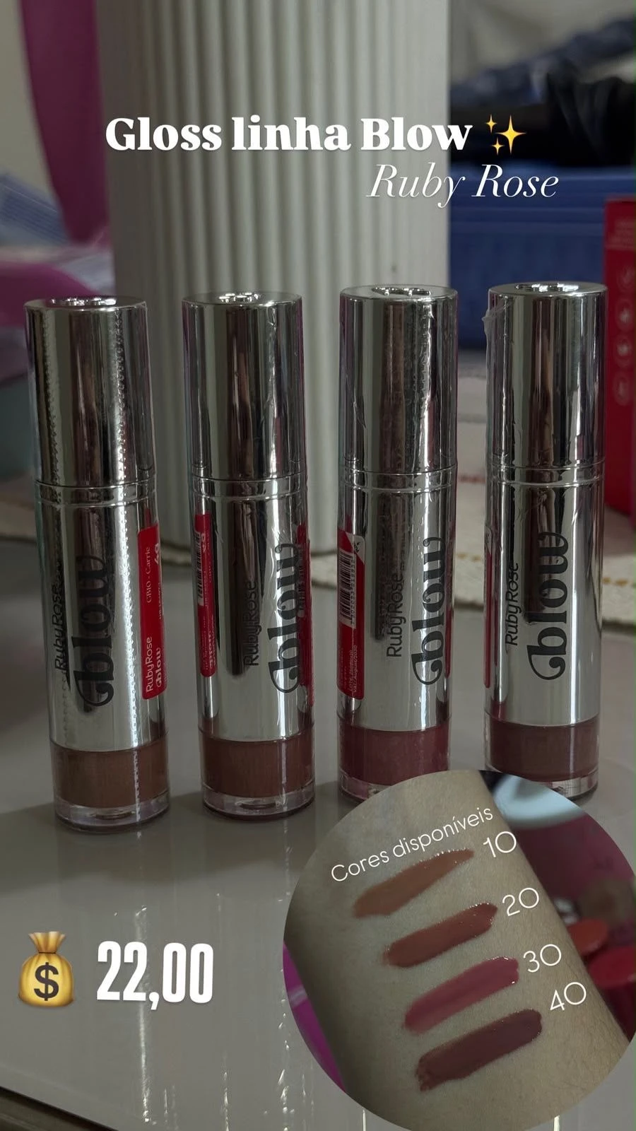 gloss labial the glossier one- linha blow -ruby rose lançamento - 2