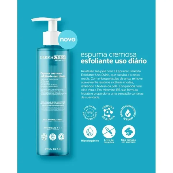espuma cremosa esfoliante a uso diário-dermachem - imagem 2
