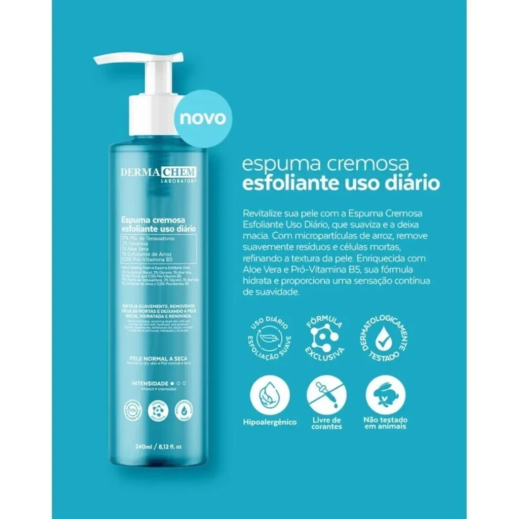 espuma cremosa esfoliante a uso diário-dermachem - 2