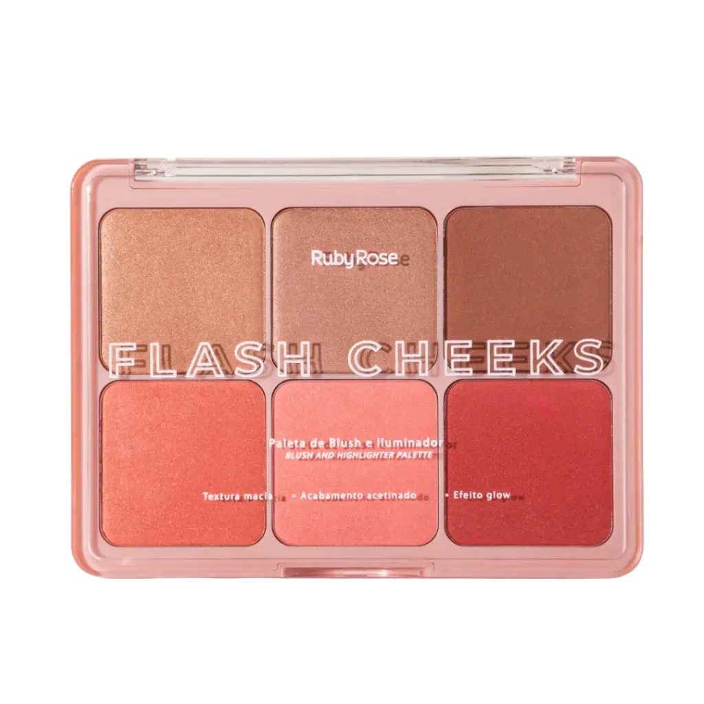 paleta de blush e iluminador flash cheeks- ruby rose- linha rosa - 3