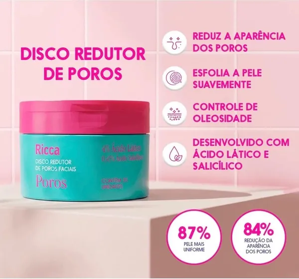 Ricca Disco Redutor de Poros Faciais 35 Unidades Ácido Lático e Salicílico  5.0 - imagem 2