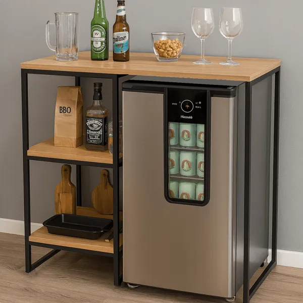 Móvel Estilo Industrial Para Frigobar Adega Cervejeira
