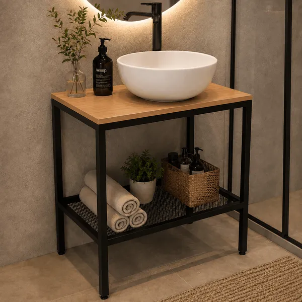 Balcão para Banheiro Estilo Industrial Siena