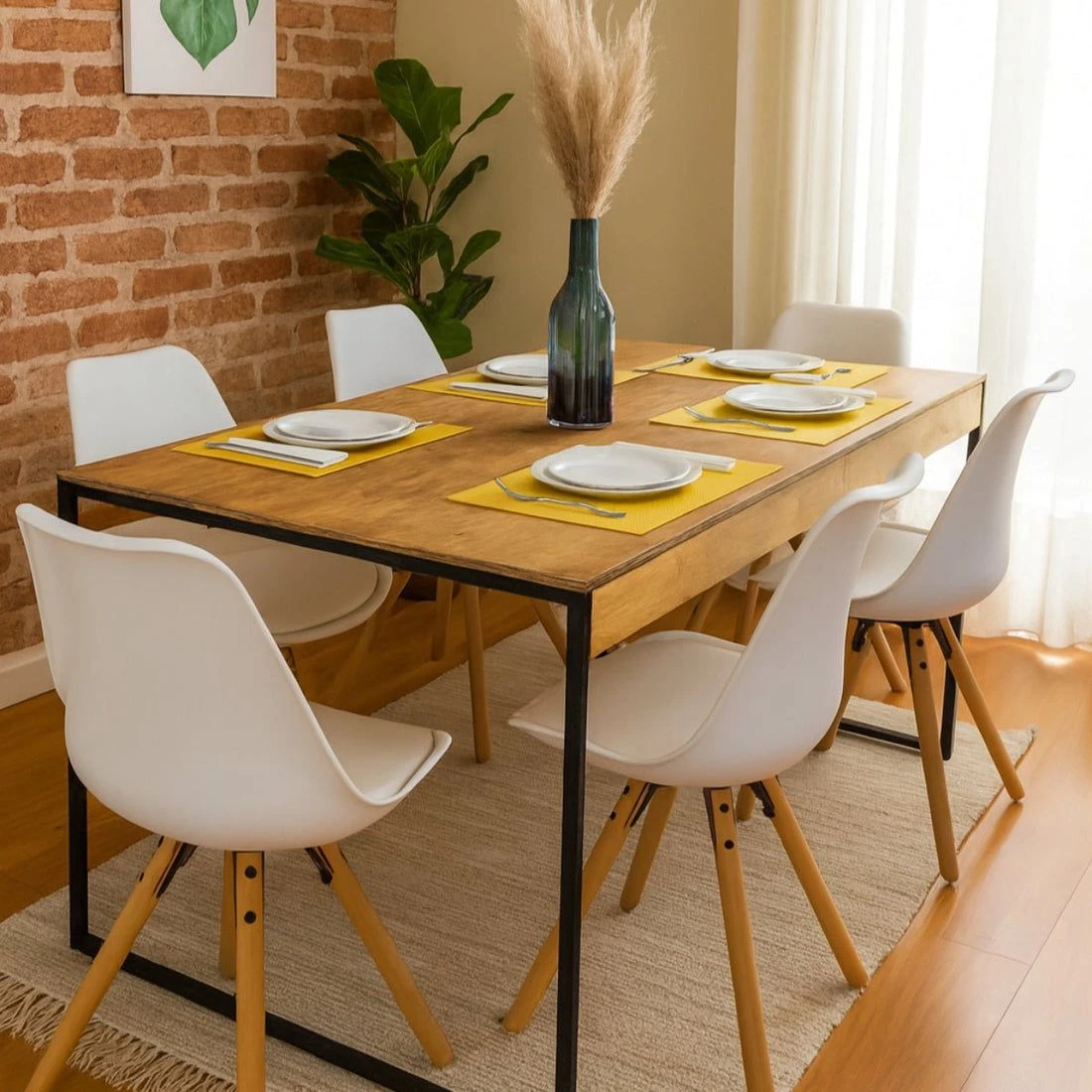Mesa De Jantar Estilo Industrial Rústica - 1