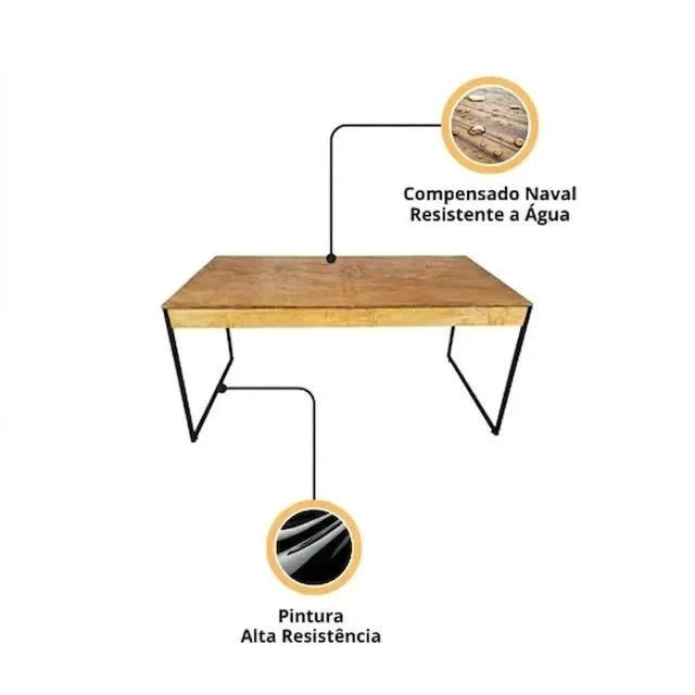 Mesa De Jantar Estilo Industrial Rústica - 5