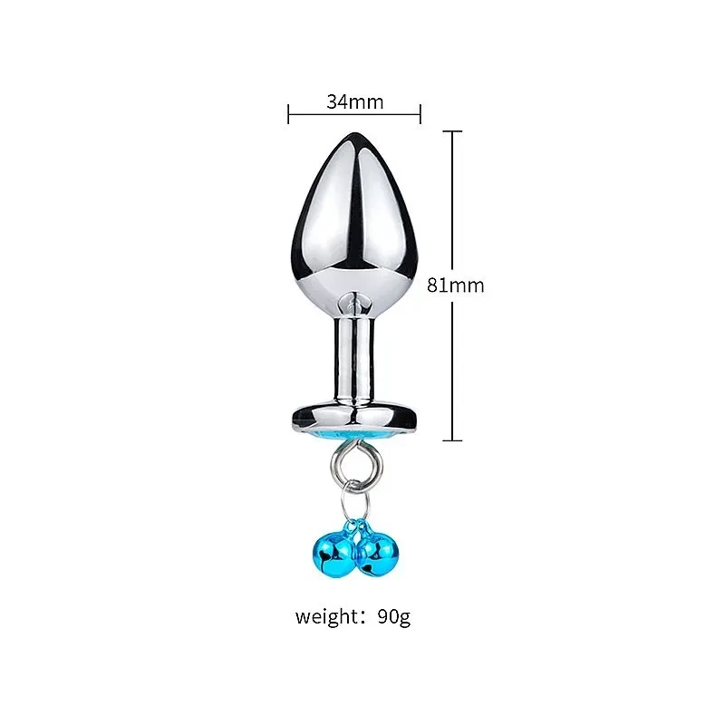Plug de Coração Em Aço Com Sino e Corrente - Tamanho P (6369) - 3