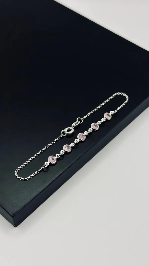 Pulseira Zircônia Rosa 