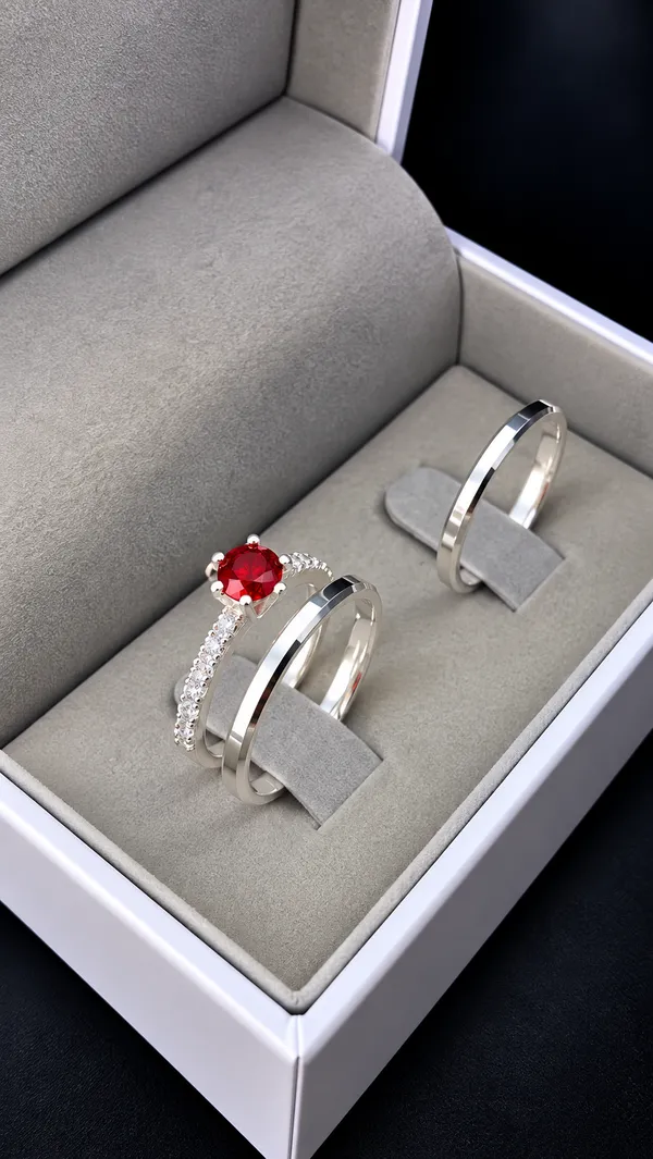 Aliança 2MM + Solitário Vermelho