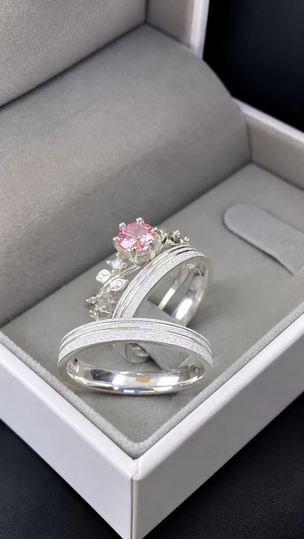 Aliança 3MM + Solitário Flor Rosa