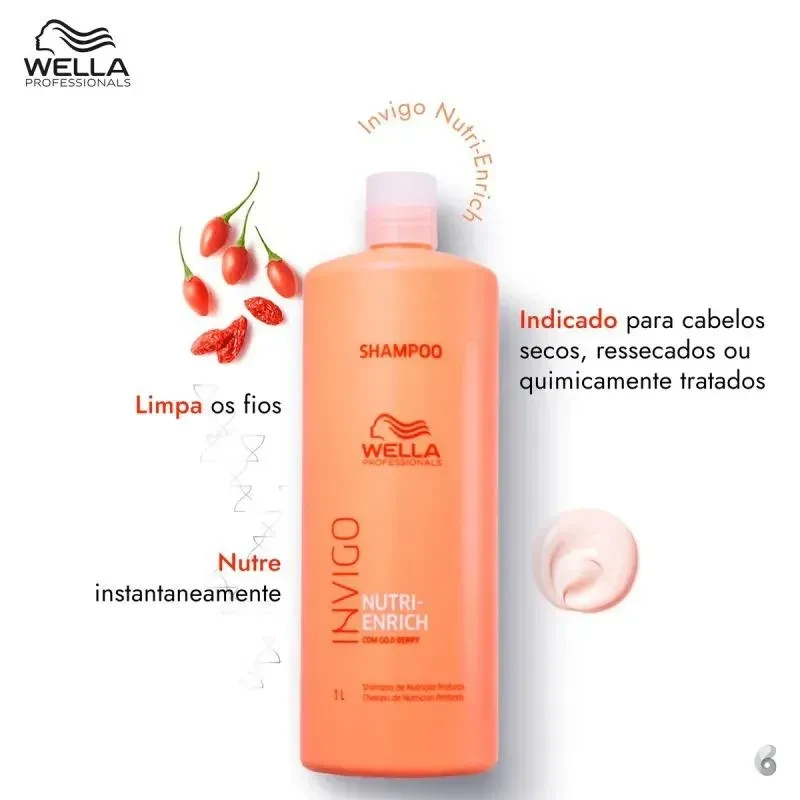  Shampoo Wella Professionals Invigo Nutri-Enrich serve para limpar, hidratar e nutrir profundamente os fios desde o momento da lavagem - 1