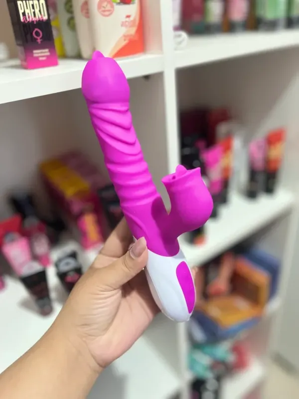 Vibrador 3 em 1 Vibra, esquenta e rotaciona 