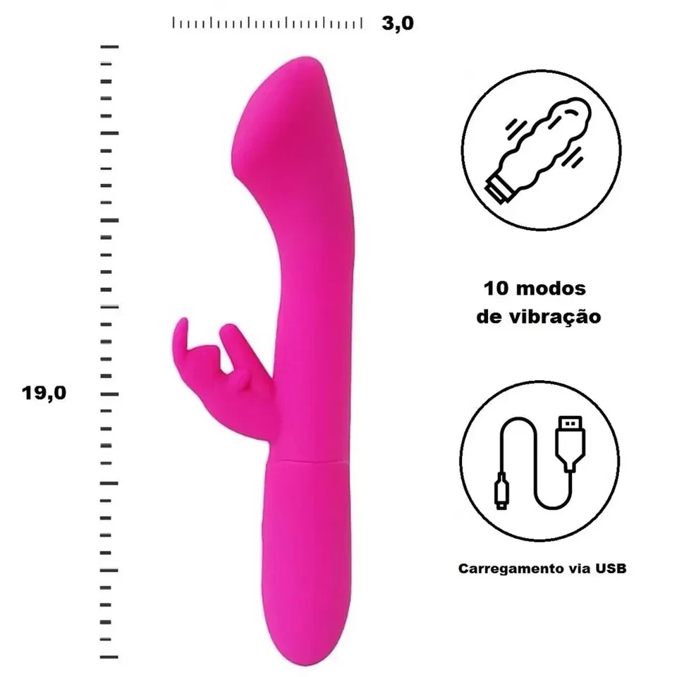 Vibrador estimulador de ponto g e clítoris silicone macio, silencioso e recarregável  - 3