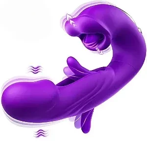 Vibrador ponto g em formato de glande com língua mágica e boca estimuladora  - 1