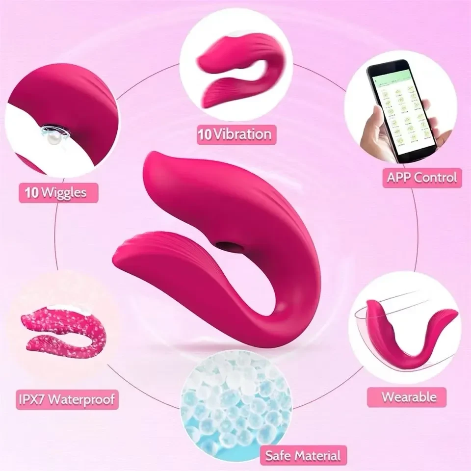 Vibrador de casal com vibração e sucção de Bluetooth controle no celular  - 2