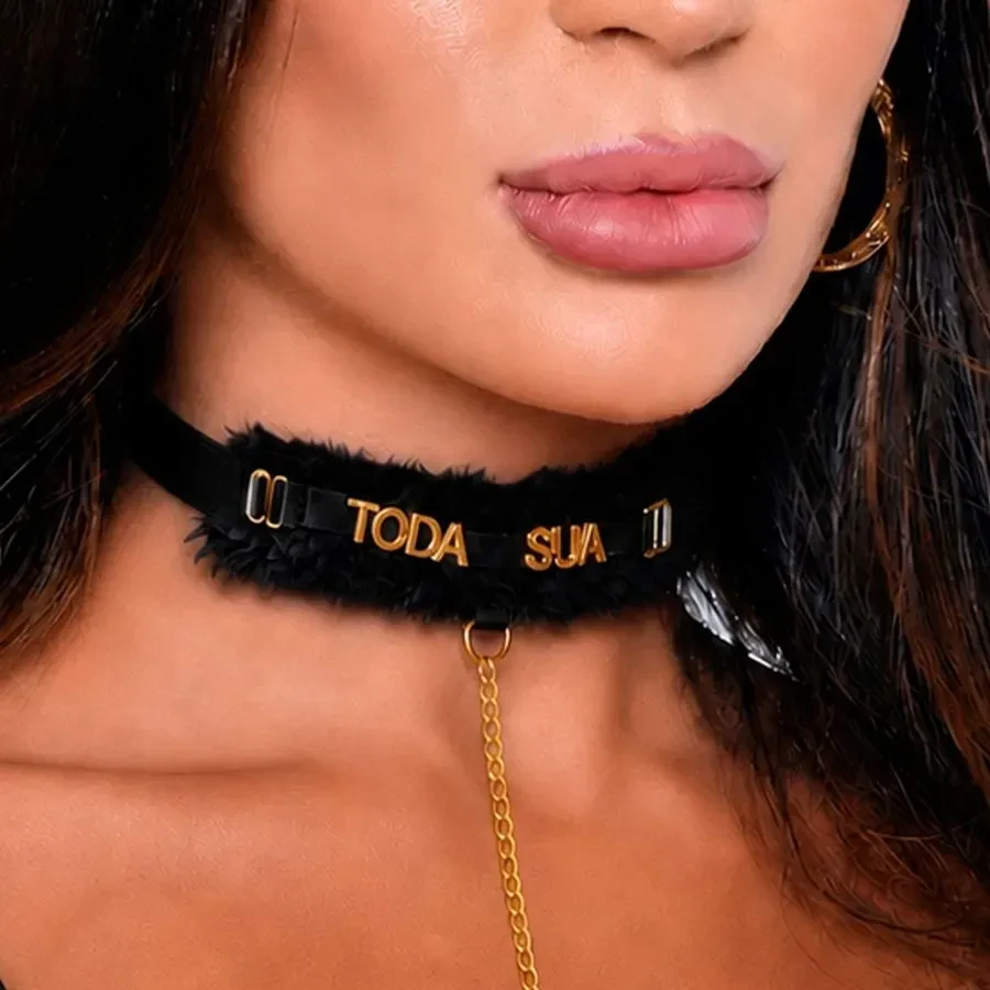 Coleira Choker em Pelúcia  - 1
