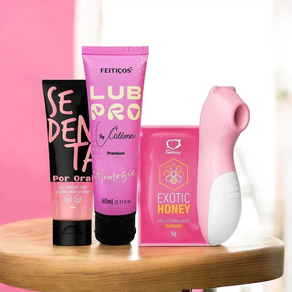 Kit com LubPro Momozin Estimulador de Clitóris Sedenta Por Oral e Exotic Honey Estimulante Feminino - 1