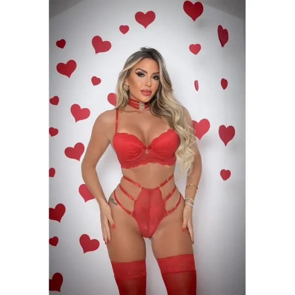 CONJUNTO COM BOJO MEIAS E CHOCKER COLEÇÃO DOCE VENENO MY FÁBRICA