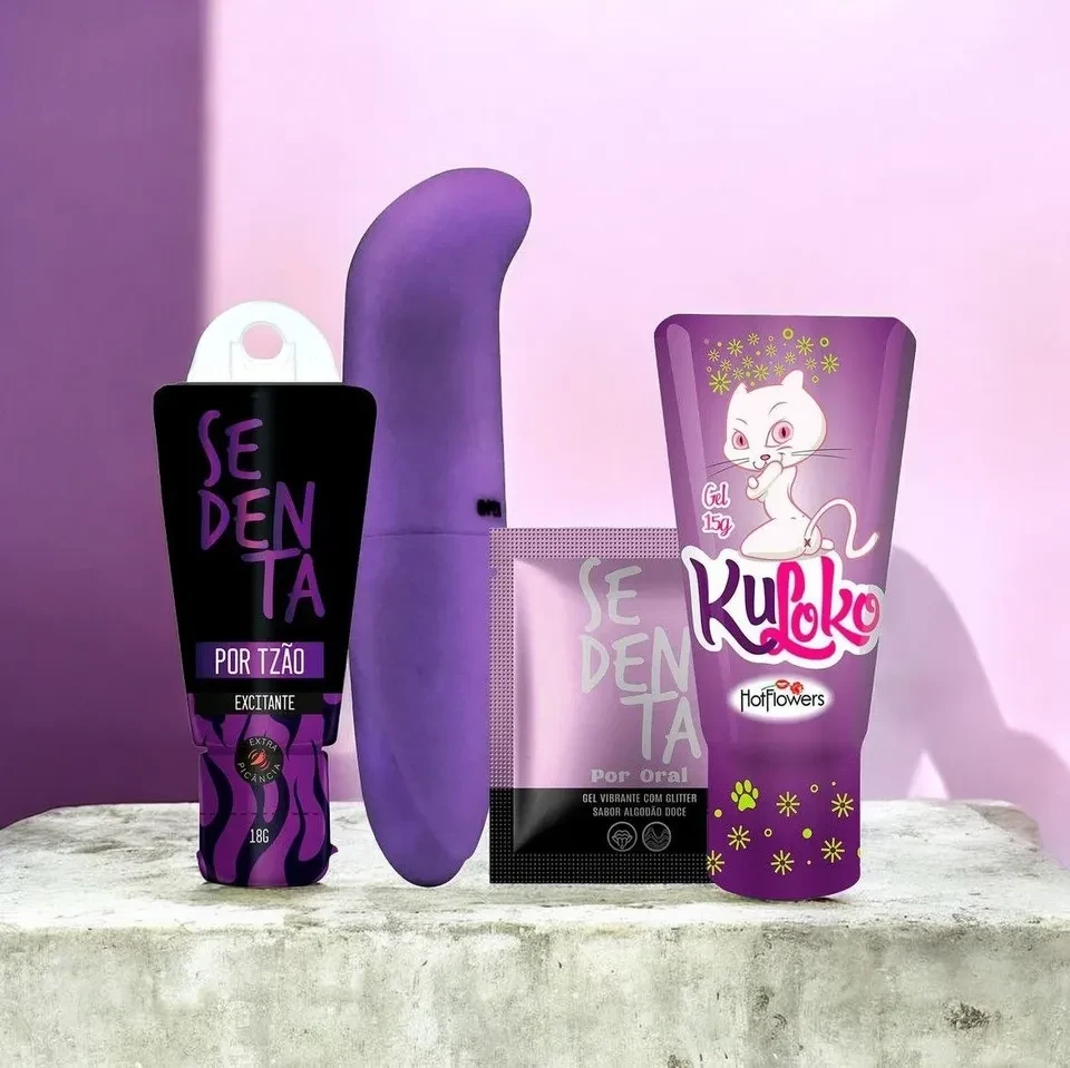 Kit com Vibrador ponto G Sedenta por Tesão Sachê Sedenta Por Oral e Kuloko Gel Dessensibilizante - 1