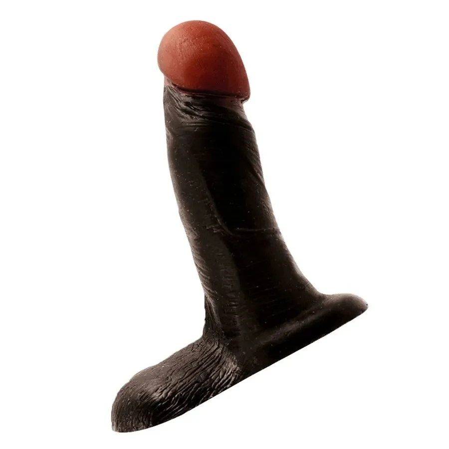 Hot Black Prótese Realística Maciça com Ventosa Glande e Vibro 18 x 4,5cm Hot Flowers - 1