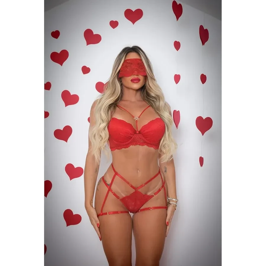 CONJUNTO COM BOJO LIGA DE PERNA E VENDA COLEÇÃO DOCE VENENO MY FÁBRICA - 4