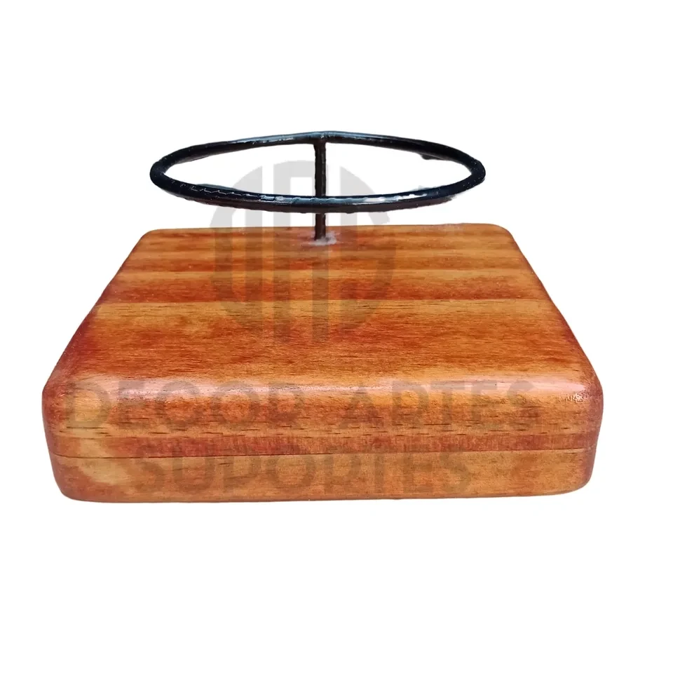Suporte p/ kokedama com base de madeira. - 1