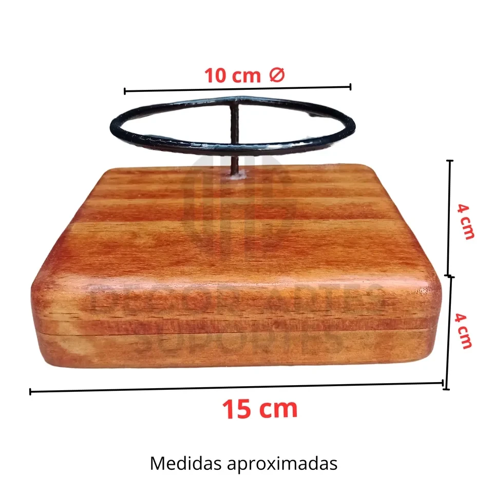 Suporte p/ kokedama com base de madeira. - 2