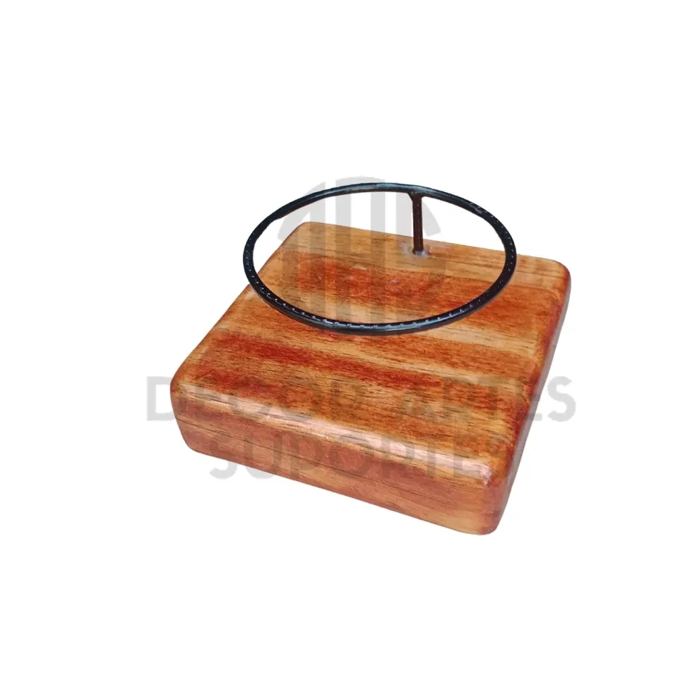 Suporte p/ kokedama com base de madeira  - 2