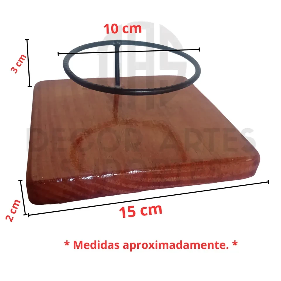 Suporte p/ kokedama com base de madeira . - 3