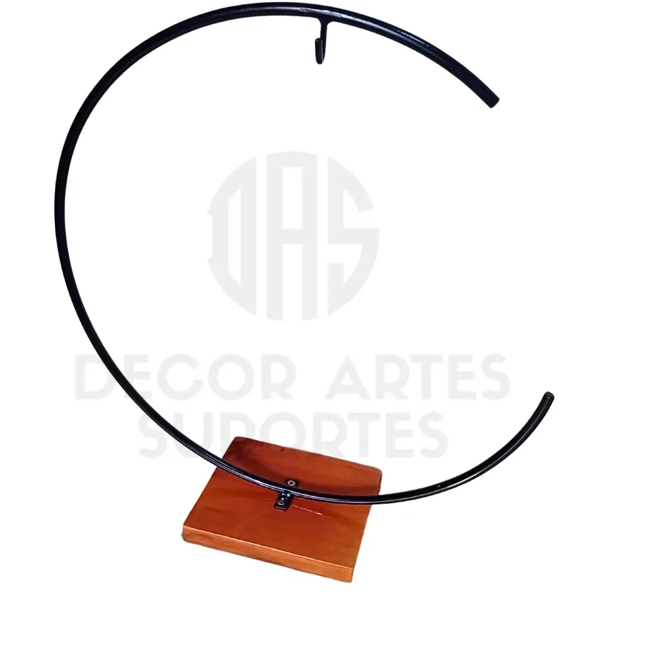 Suporte para kokedama formato de C com madeira. - 1