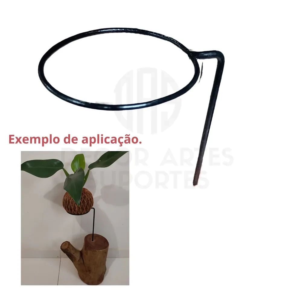 Suporte de encaixe na madeira p/ kokedama. (A.18 x D.12 cm)  - 1