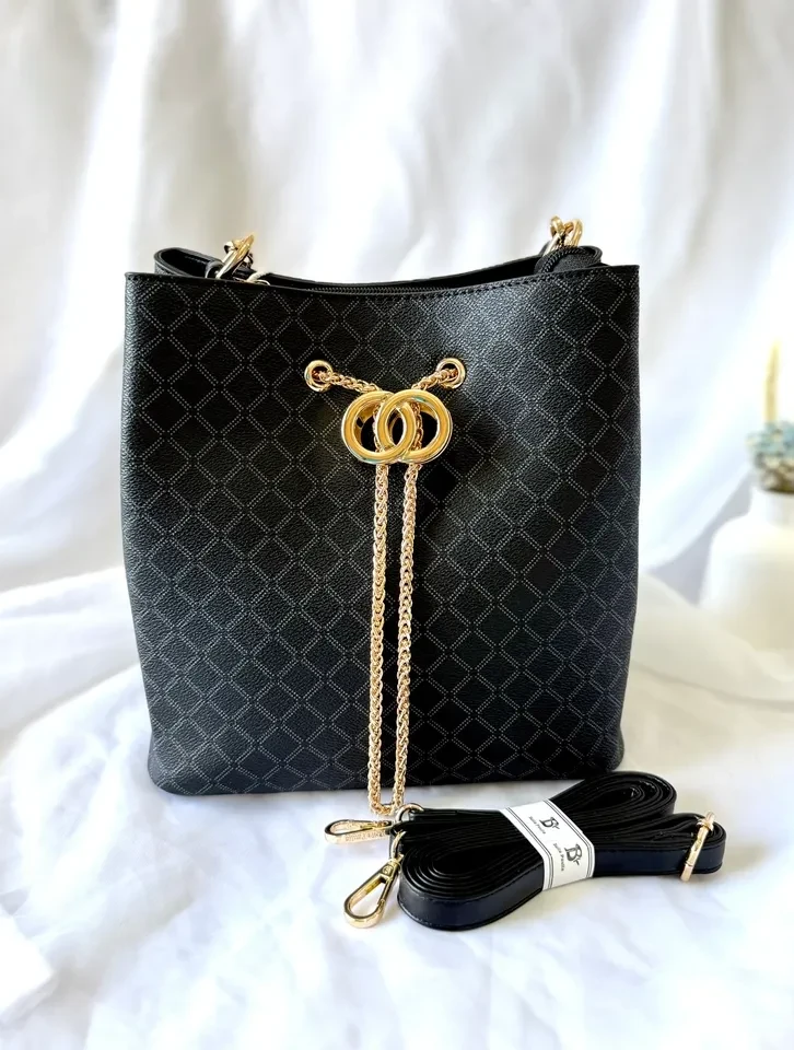 BOLSA MÉDIA MONOGRAMA PRETA - BOL 203 - 3