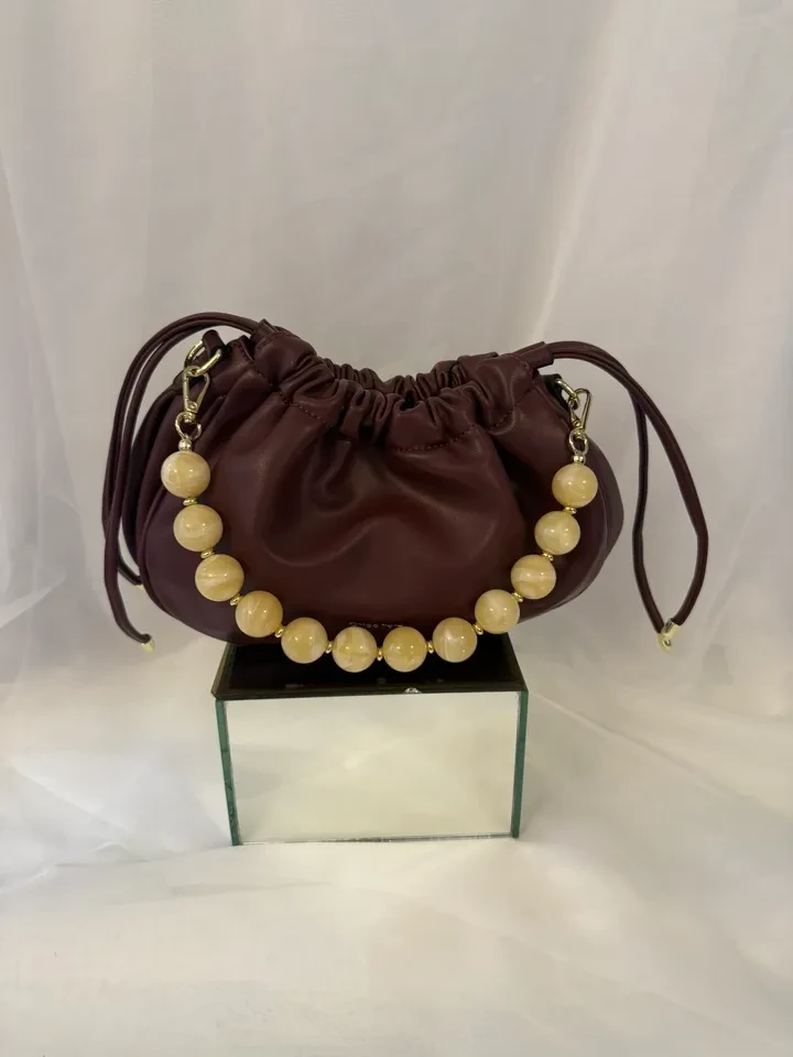 BOLSA MÉDIA VINHO DETALHE EM PÉROLA - 2