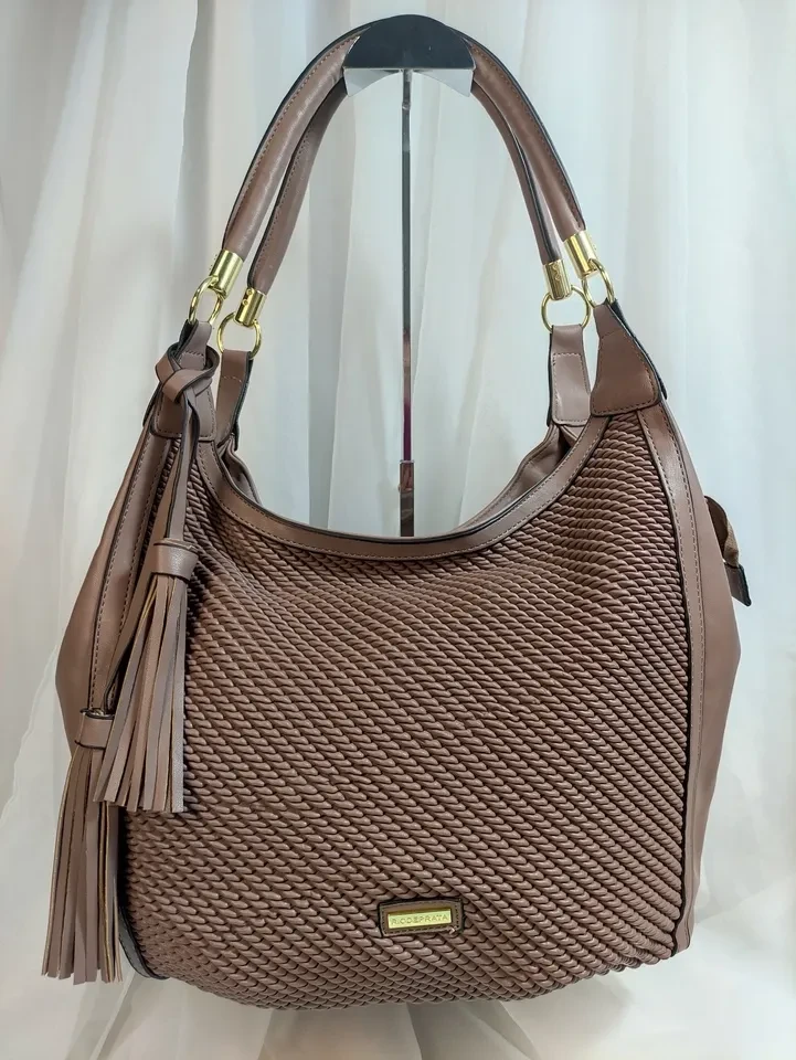 BOLSA GRANDE CAPUCCINO COM PINGENTE EM COURO - BOL 087 - 1