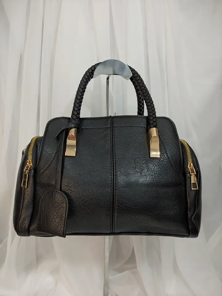 BOLSA MÉDIA PRETA COM ZÍPER NAS LATERAIS - BOL 066 - 1