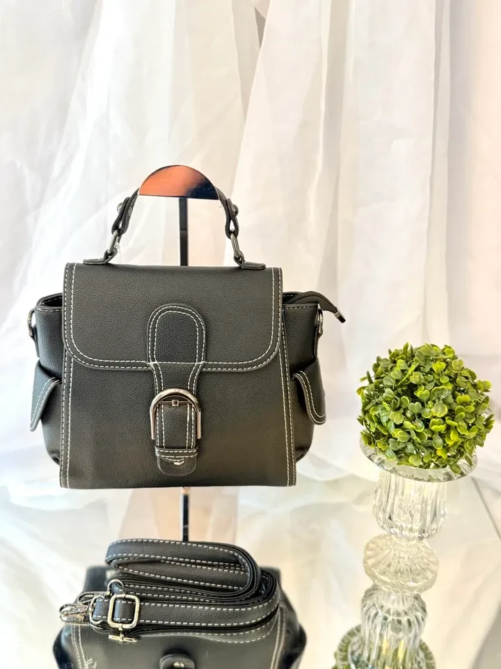 BOLSA MÉDIA PRETA COM COSTURA BRANCA - BOL 092 - 1