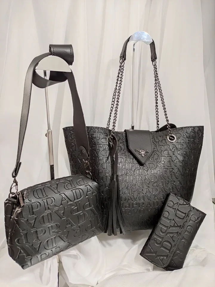 BOLSA KIT PRADA PRETO NECESSAIRE + CARTEIRA - BRL 012 - 1