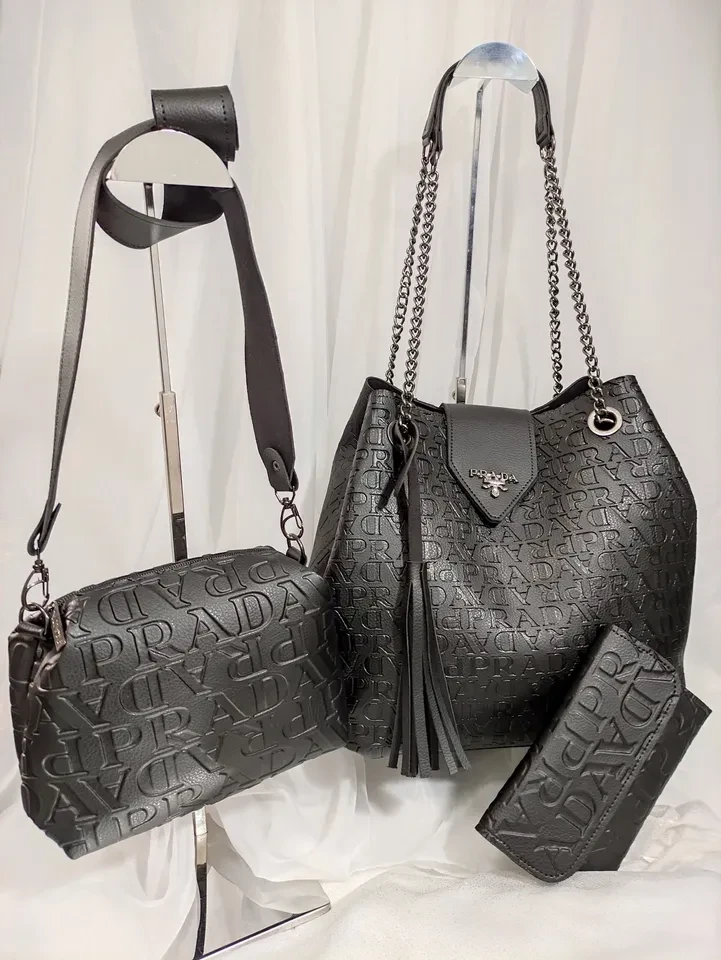 BOLSA KIT PRADA PRETO NECESSAIRE + CARTEIRA - BRL 012 - 2