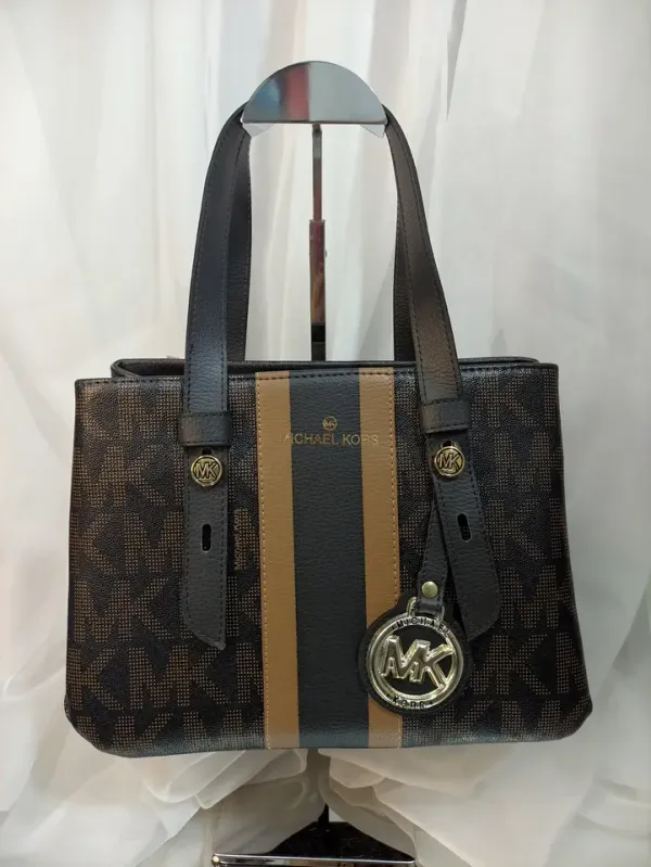 BOLSA MÉDIA  ESTRUTURADA PRETA COM MARROM MK - BRL 038